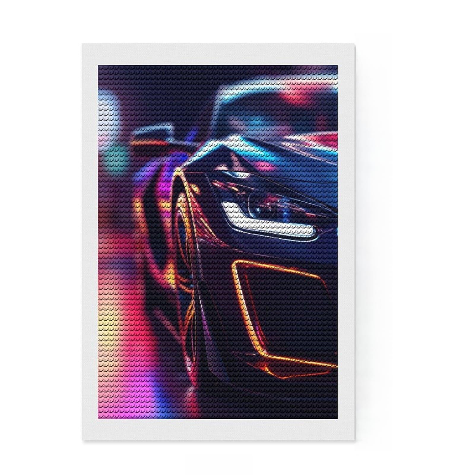 Junmoney Super Car Diamond Painting Set 8"x12", Easy to Enjoy, Easy Handmade Project, Boho Decor, Birthday Gift, Stress Relief Craft