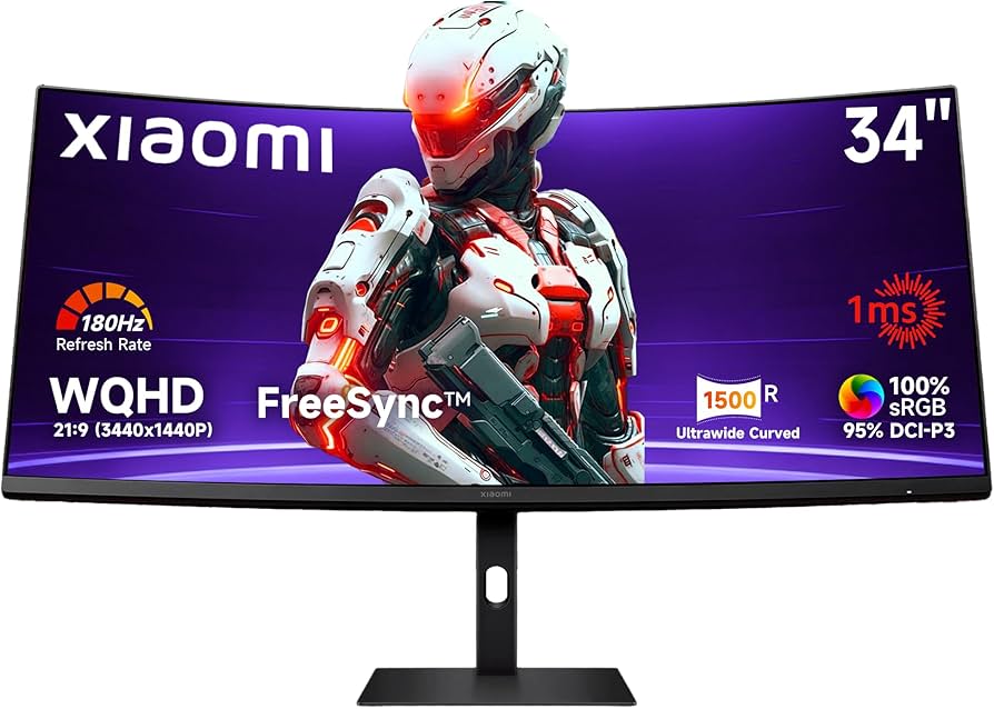 Amazon.com: XIAOMI 34 inch 180Hz Curved Gaming Monitor, 1ms 1500R