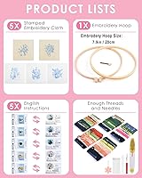 Vista 2 de Embroidery Kit for Adult for Beginners, 5 Sets Black Cat and Flower Embroidery Kit for Beginners Include Embroidery Cloth Hoops Threads for Craft