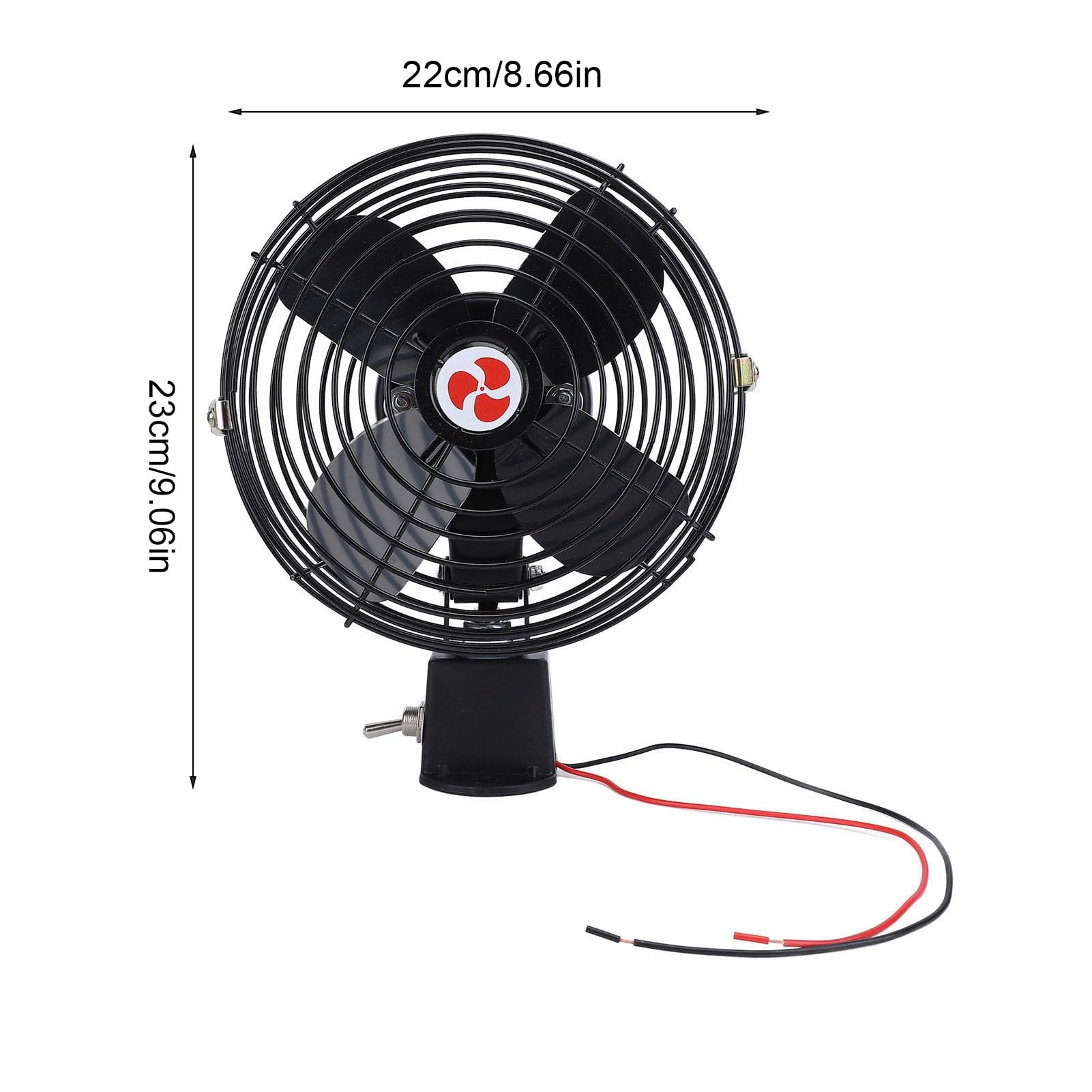 Ventilateur de Refroidissement 12 V pour Camping-Car, Ventilateur Silencieux en Métal pour Voiture avec Interrupteur à 2 Vitesses, Robuste pour Camping-Car, Camion, Bateau (8 Pouces)