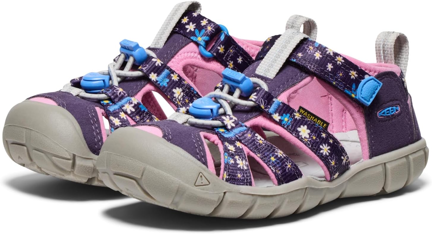 KEEN Unisex-Child Seacamp 2 CNX Closed Toe Sandals, Daisies/Marina, 11