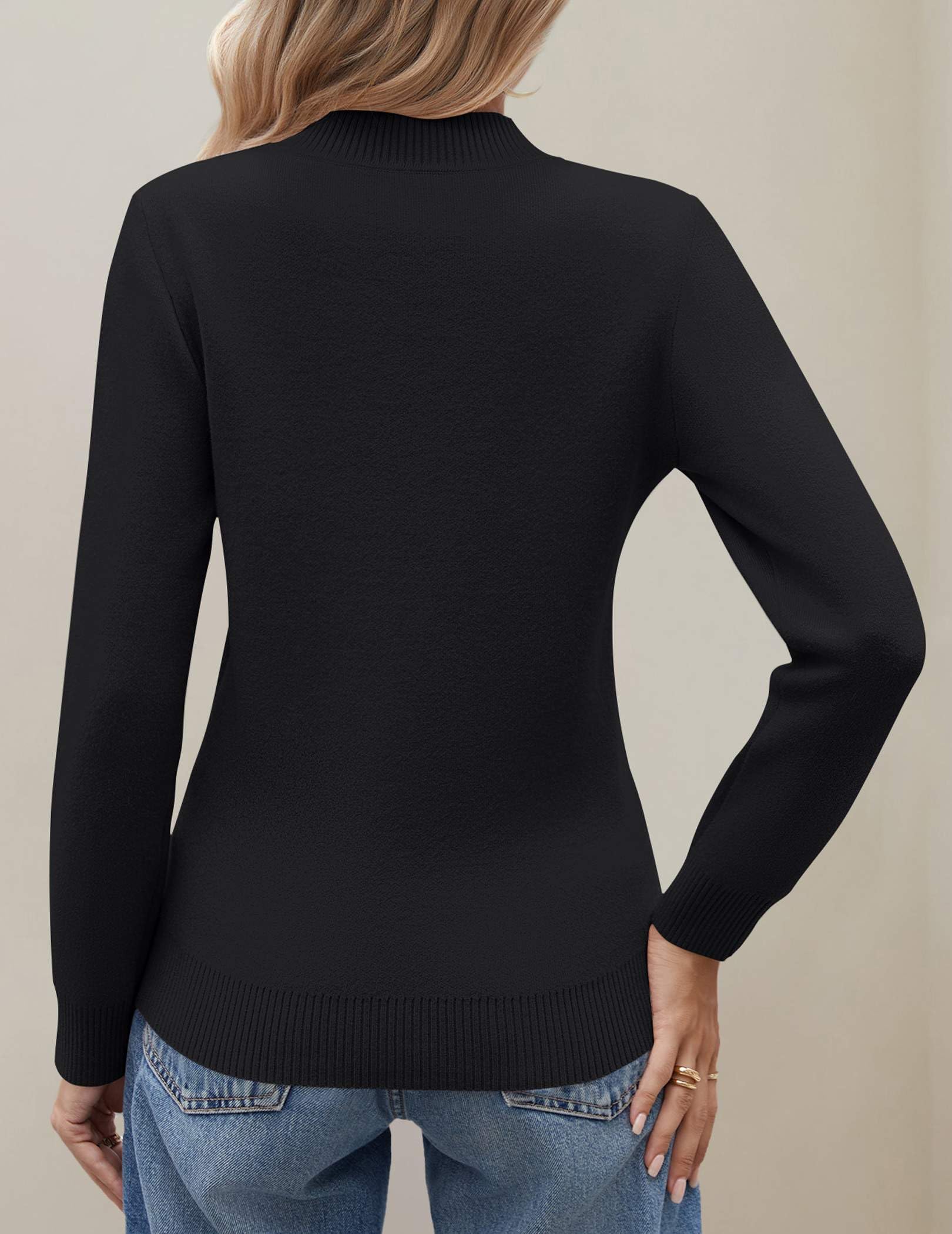 Zeagoo Maglione da donna foderato in pile Sherpa con collo a lupetto a maniche lunghe camicia termica 2025 autunno inverno maglione lavorato a maglia sfocata top S-XXL
