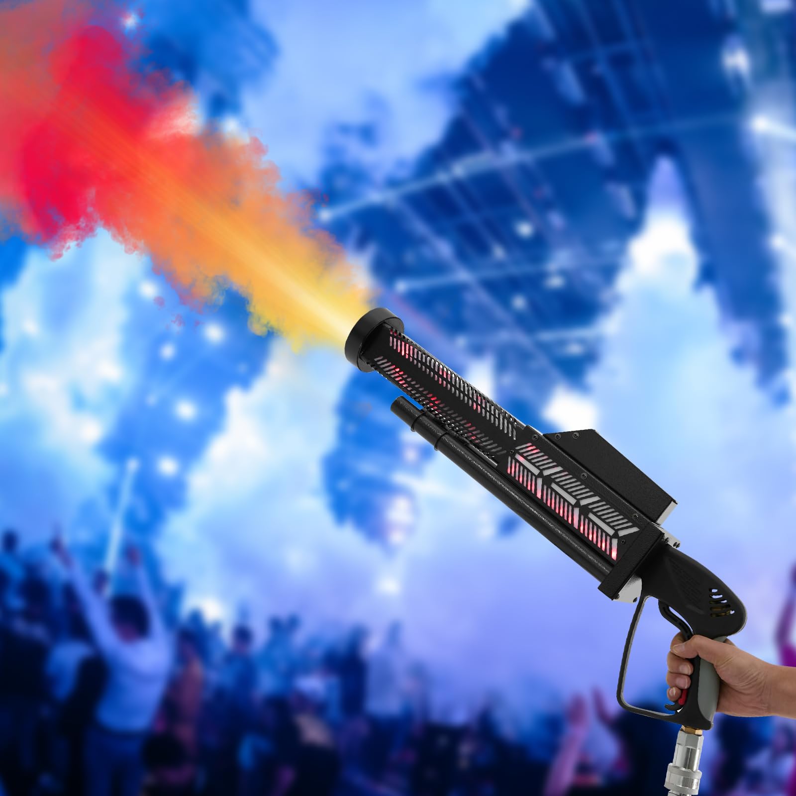 CO2 Handblaster, CO2 Jet Machine Hand CO2 Cannone con perline LED, distanza di iniezione di fumo, 58 cm, 4 moschettoni, per KTV, riunioni di famiglia, matrimonio, compleanno, Halloween, Capodanno