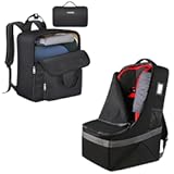 YOREPEK Padded Car Seat Travel Bag Backpack for Airplane, Foldable Booster Car Seat Cover with Lauggage Strap, Compact Stroller Bag for Airplane Fits for Gb Pockit