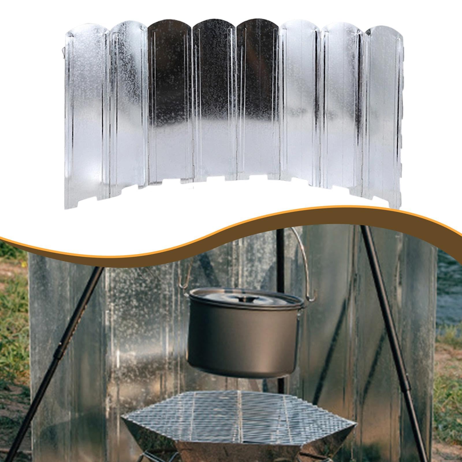 B Baosity Paraviento para Estufa de Camping Cortavientos Portátil Metálico Plegable para Cocinar con Protección de Y Estructura Duradera Adecuado para Act, Plata, 60 Cm de Altura