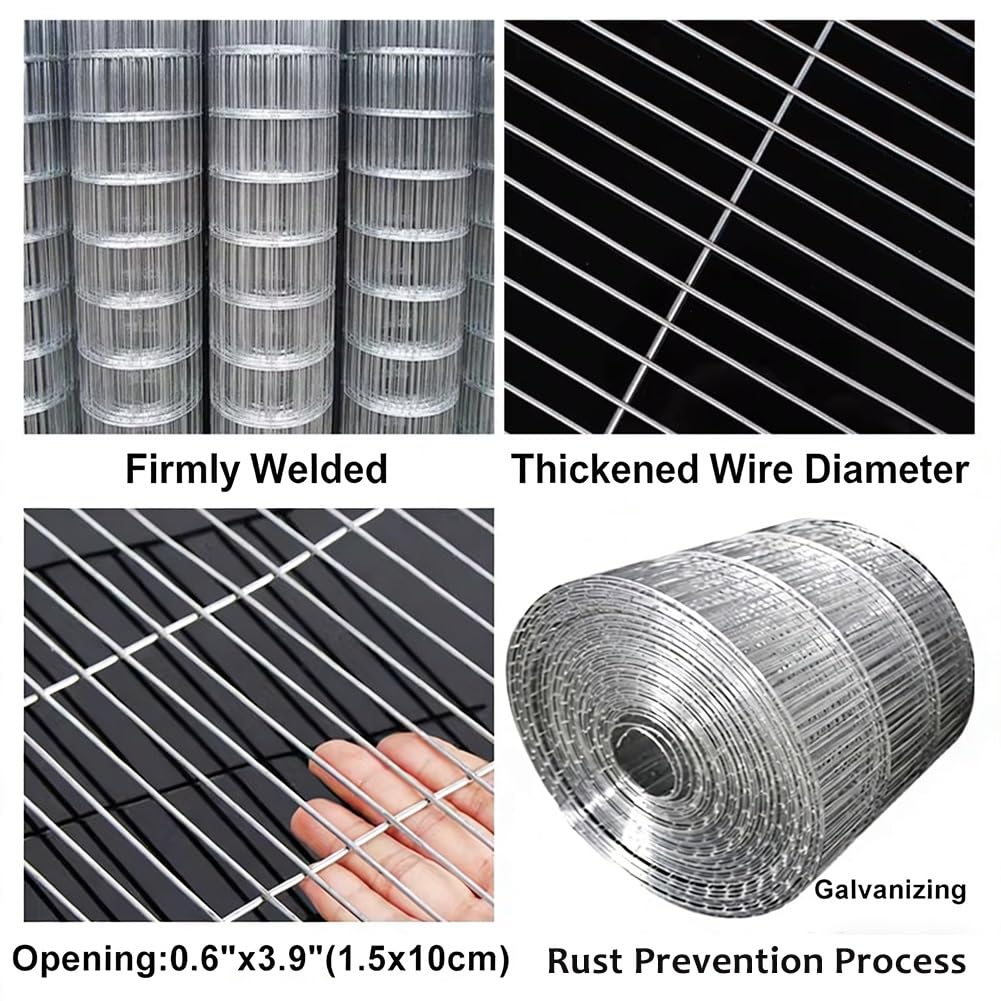 Galzed Chicken Wire Fence Roll0.6x3.9 Siatkowa tkanina sprzętowa do ochrony podwórka i siatki dla drobiu Trwała 1 x 5 m rozwiązanie do ogrodzenia ogrodowego