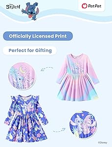 Disney Frozen Elsa Stitch Princess Minnie Mouse Toddler Girl Dresses 2 Pack Ruffle Long Sleeve Dress Set (3 Months - 6 Years)