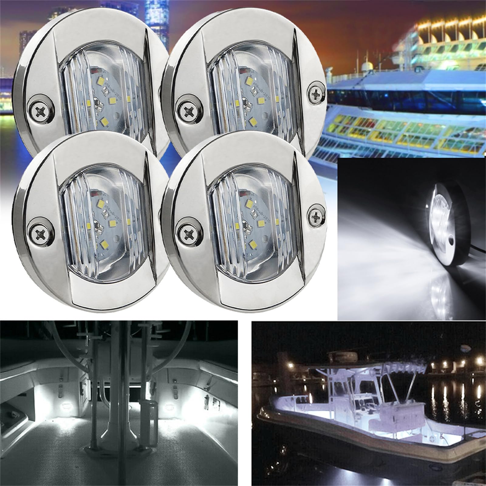 4x Bateau Lumière De Poupe 12V Feu De Navigation Rond Feu De Signalisation Pour Bateaux Pont Kayak Yacht Marine Ponton