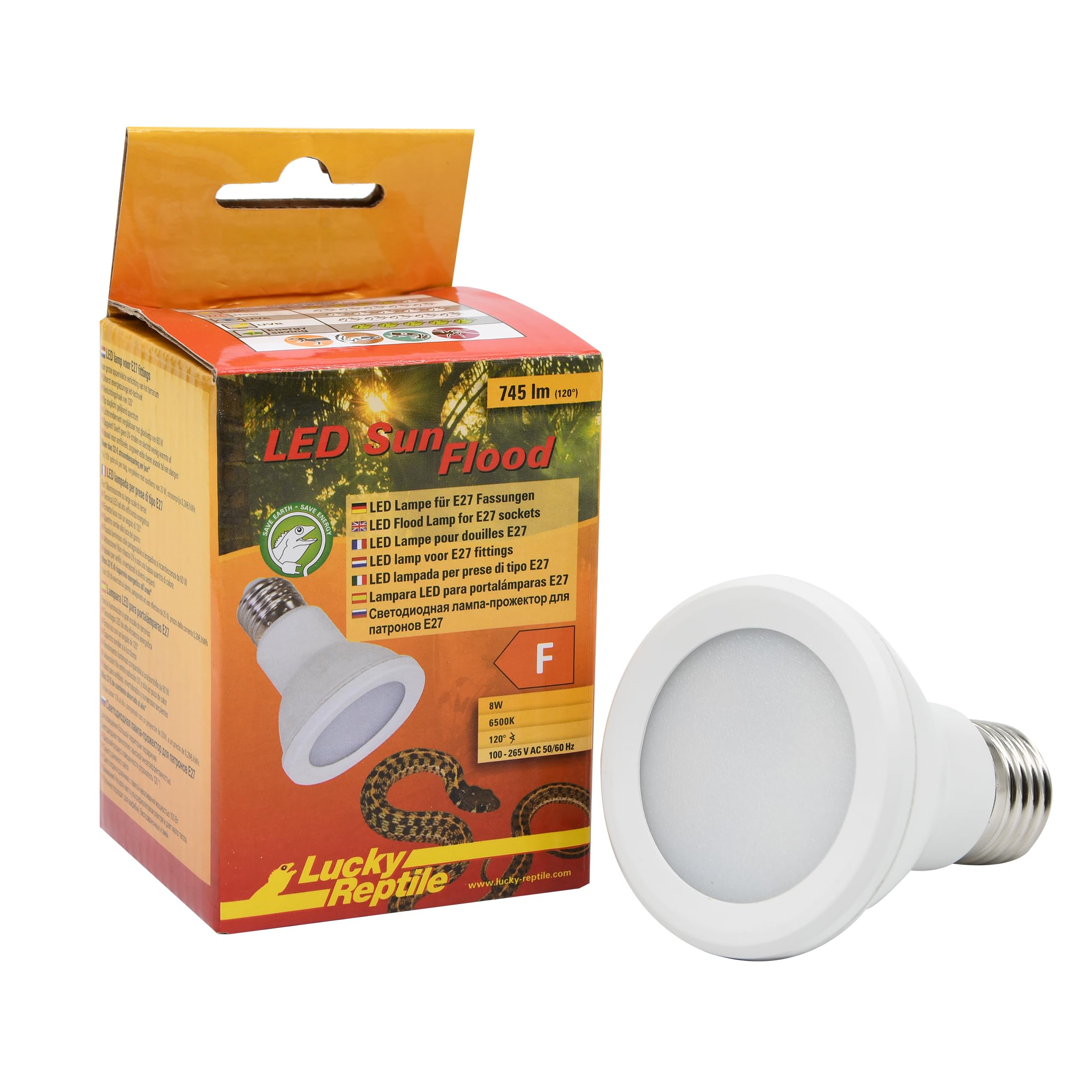 Lucky Reptile LED Sun Flood 6,5 Watt - Lampe LED pour Douille E27 - Lampe pour Terrarium avec Une Puissance Lumineuse impressionnante - pour Terrarium - Eclairage du Terrarium 1 pc