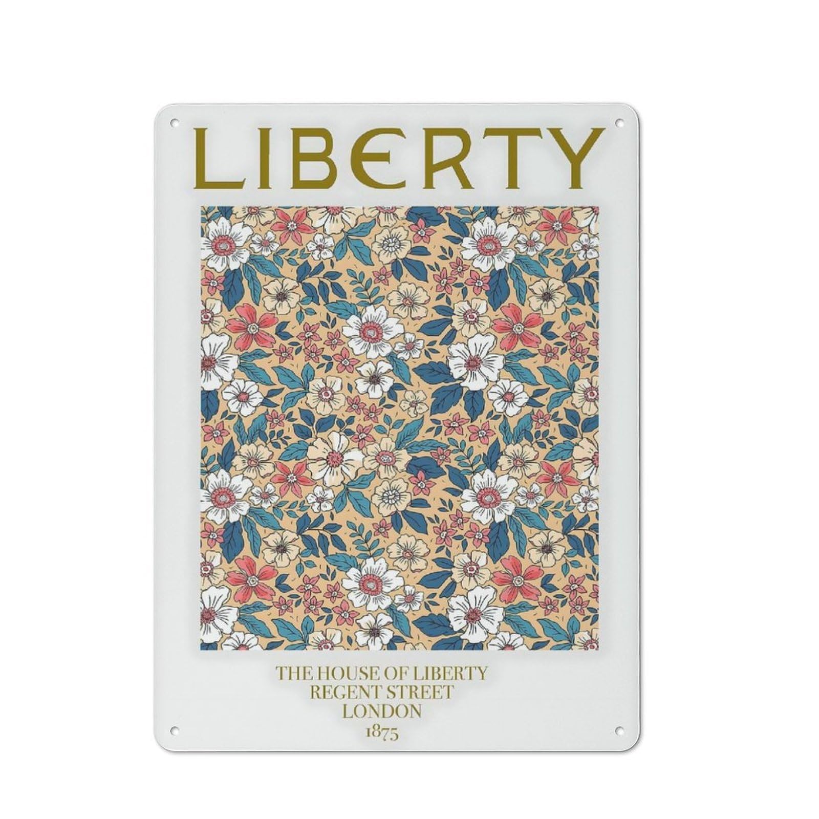 Junmoney Style-23 Tin Wall Plaque 40X30cm With Iberty House Of Liberty For Garage Wall, For People Furnishing A Garage, For Retro Home Interiors
