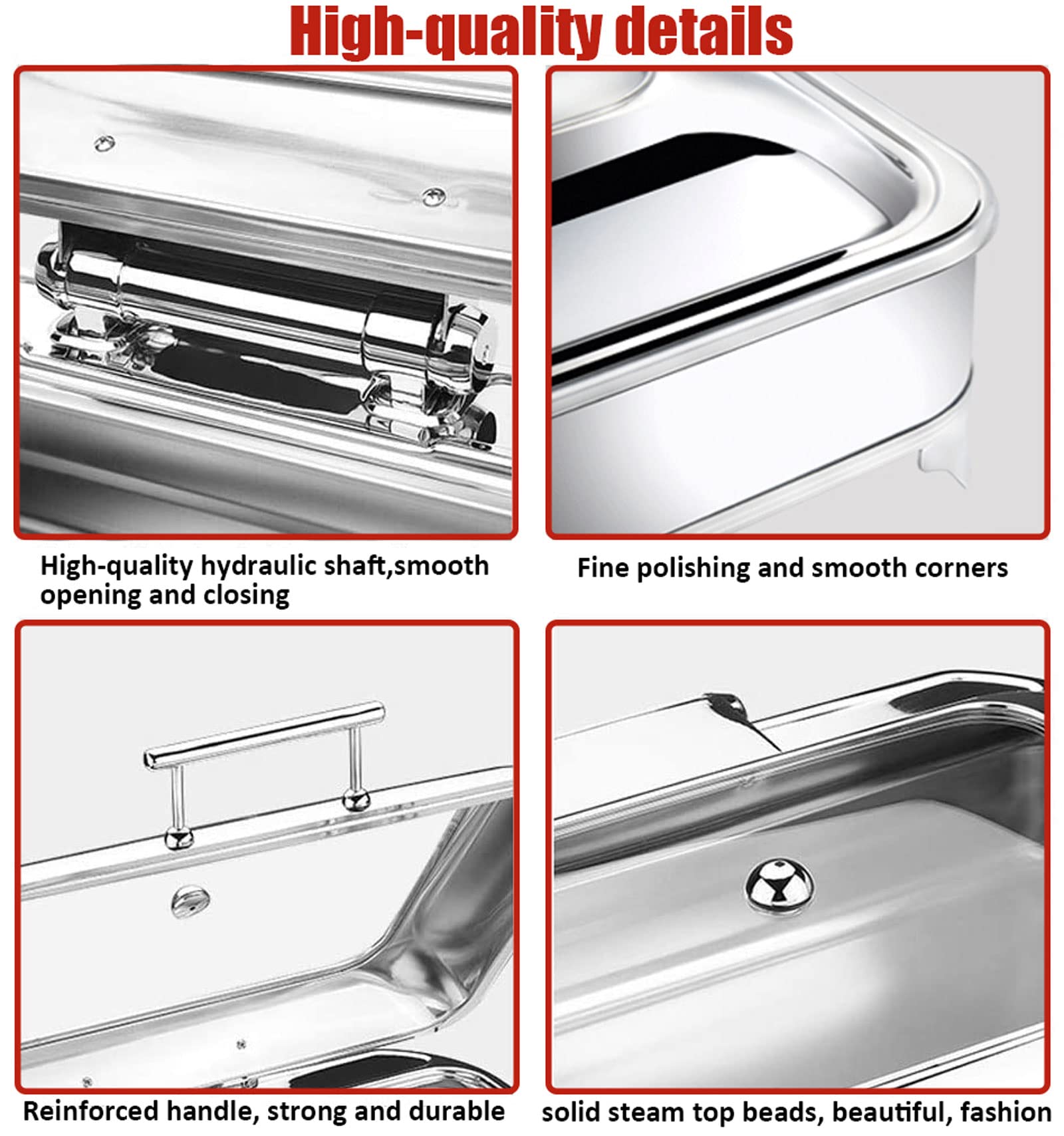 Scaldavivande Elettrico Professionale, Scaldavivande Elettrico Acciaio Inox Contenitore Scalda Cibo per Buffet Hotel Feste, Coperchio Visibile+Temperatura Regolabile, Facile da Pulire, 9L