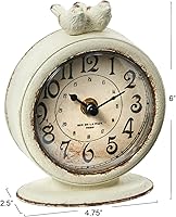 Vista 2 de Creative Co-Op Reloj de repisa de peltre vintage con pájaros, crema envejecida