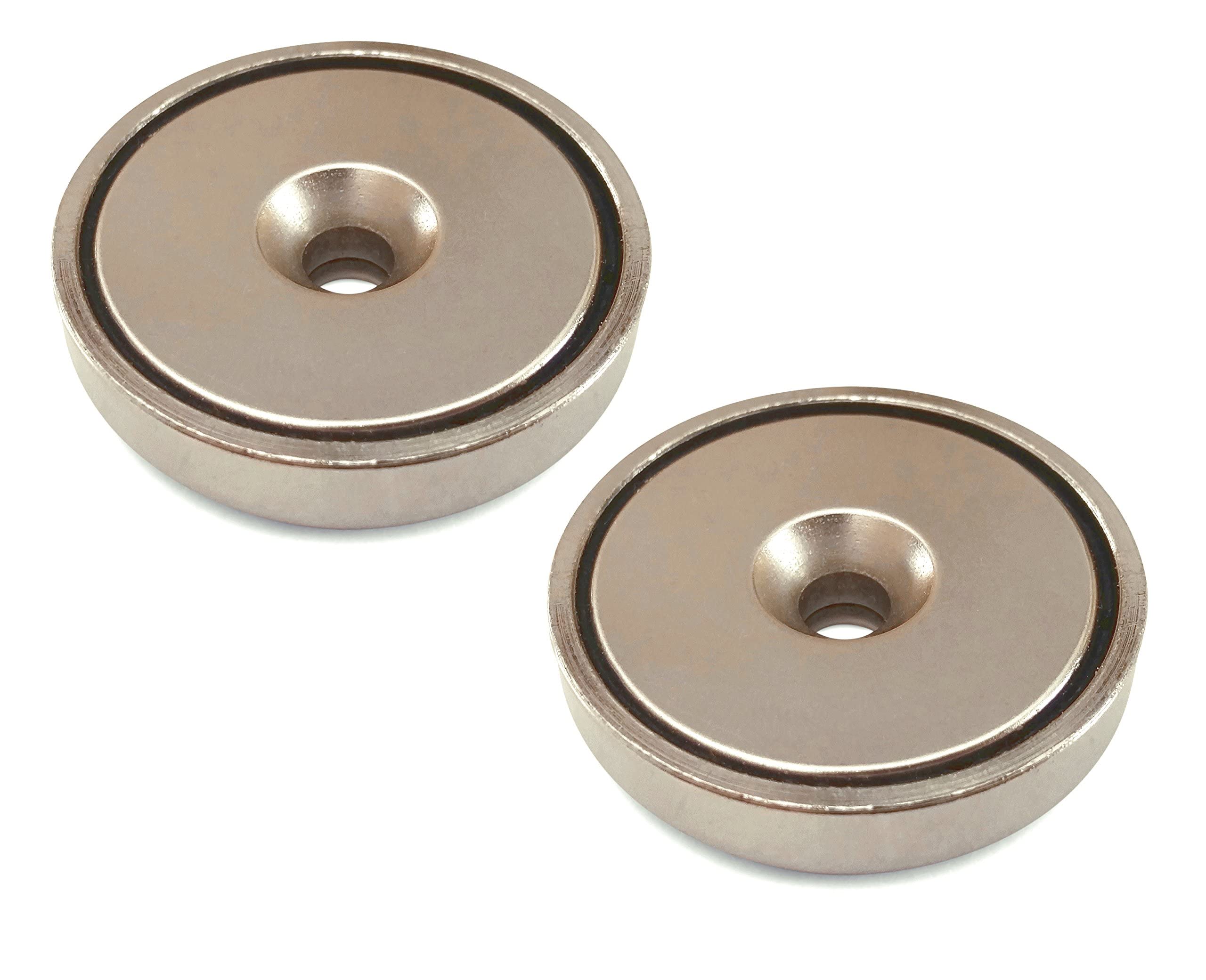 2-Pack Round Neodymium Magnet with Countersunk Hole, 80 LBS Pulling Force, 1.65" Diameter