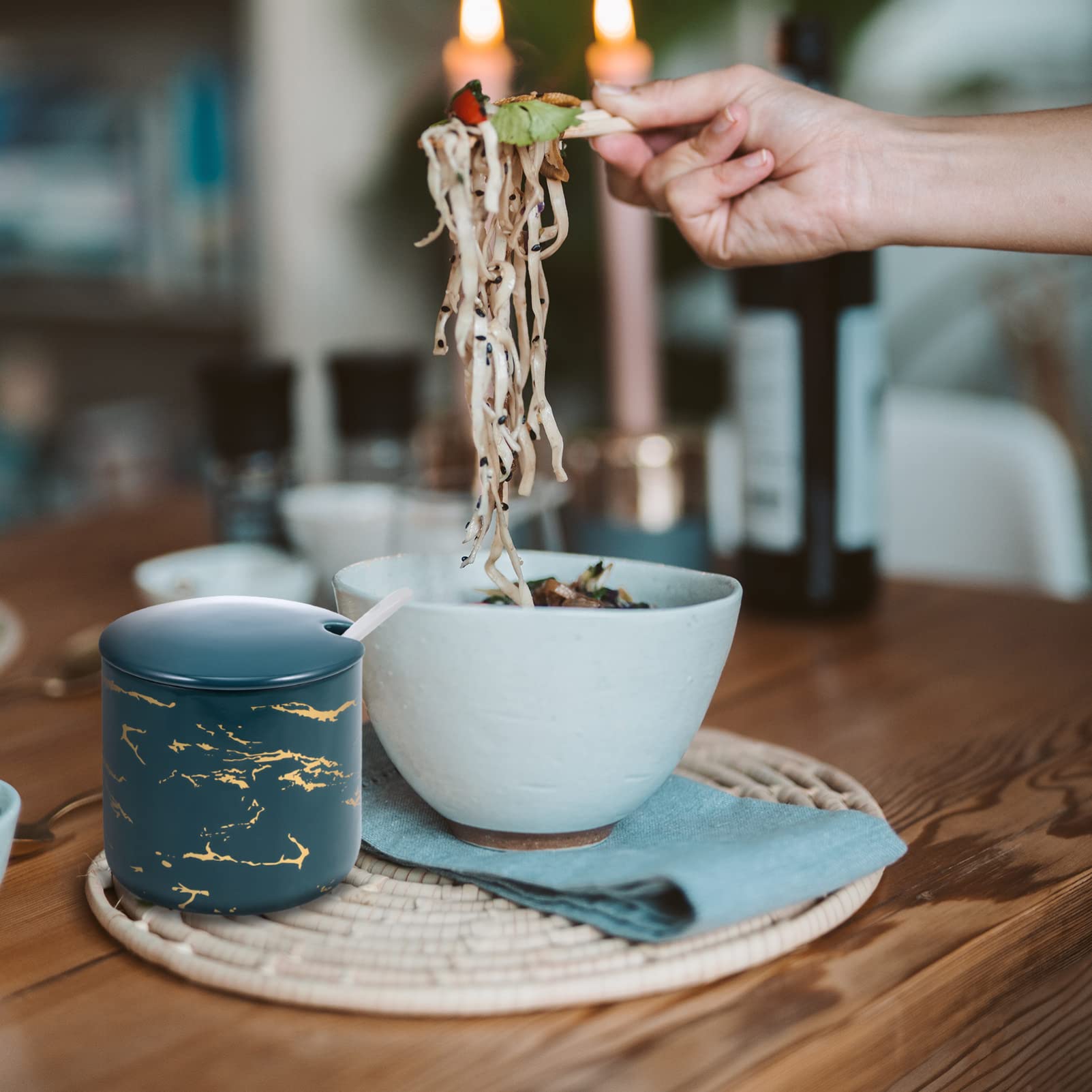 CMBSSTFC Pudełko Porcelanowy pojemnik na przyprawy z pokrywkami Łyżka Kuchenna Rurka na przyprawy Taca Solniczka Piwnica Cukiernica Miska na żywność Stora, słoiki na przyprawy