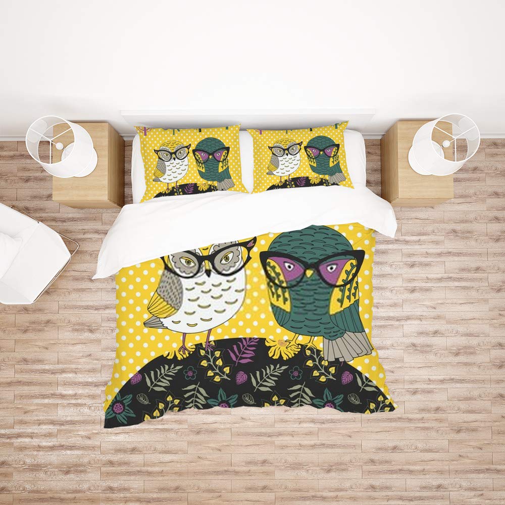 Parure de lit ultra douce et facile d'entretien motif hiboux King