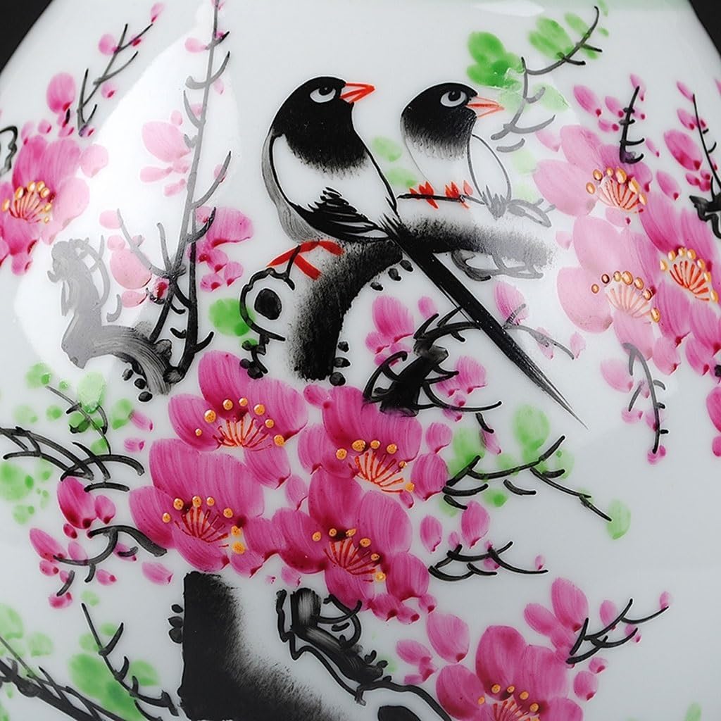 Vase Modern Chinese Ceramics Ornament Hand-Painted Happy Eyebrow Vase Ornament Home Living Room Flower Arrangement Decoration Suitable for Dining and Living Room Home decoratio