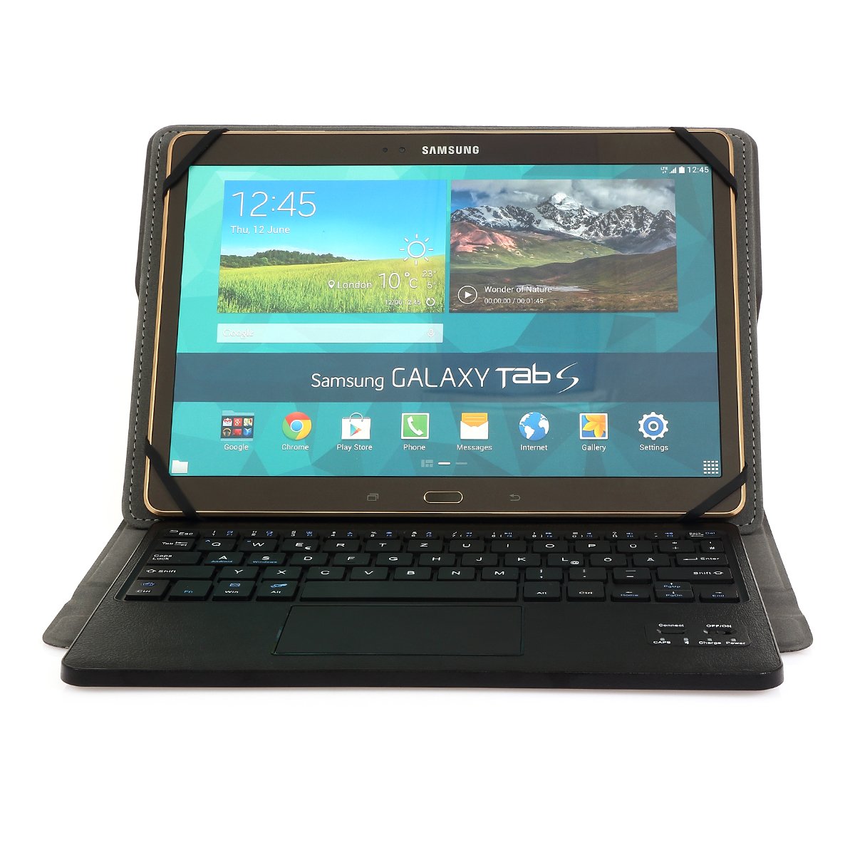 Funda con Teclado Bluetooth CoastaCloud Inalámbrico 3.0 QWERTY Español Multi Touchpad Compatible 9-10.6 Pulgadas Tablet PC Negro