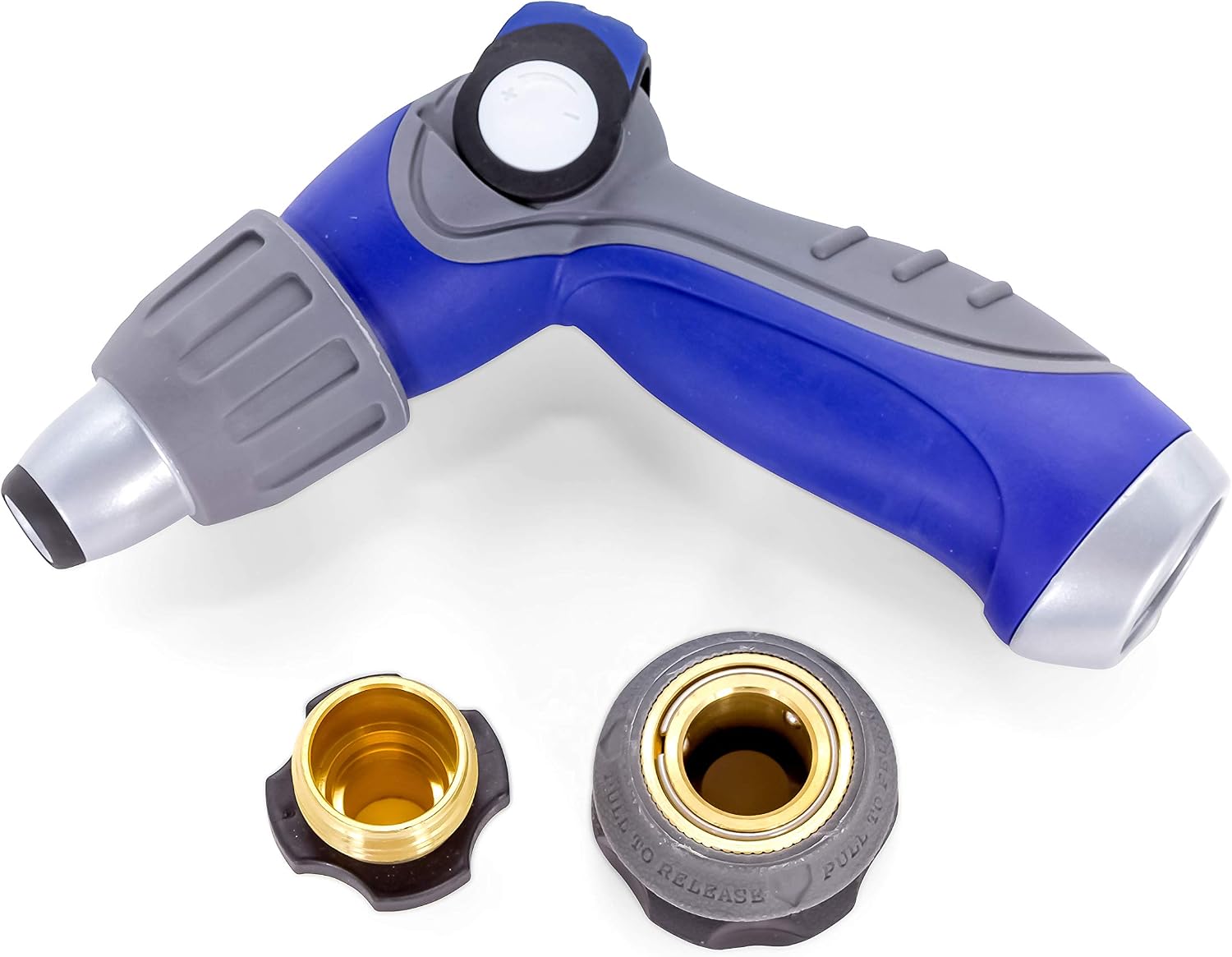 Camco 40’ Coiled Water Nozzle with Adjustable Spray Pattern Kit – Hose Design Prevents Kinking and Tangling, for Car Washing and Gardening (41982)