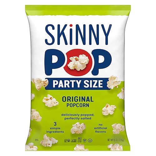 Miniatura 24 de SkinnyPop Palomitas de maíz, sabor queso cheddar blanco, grano entero, bocadillo sin lácteos, bolsa de 4.4 onzas