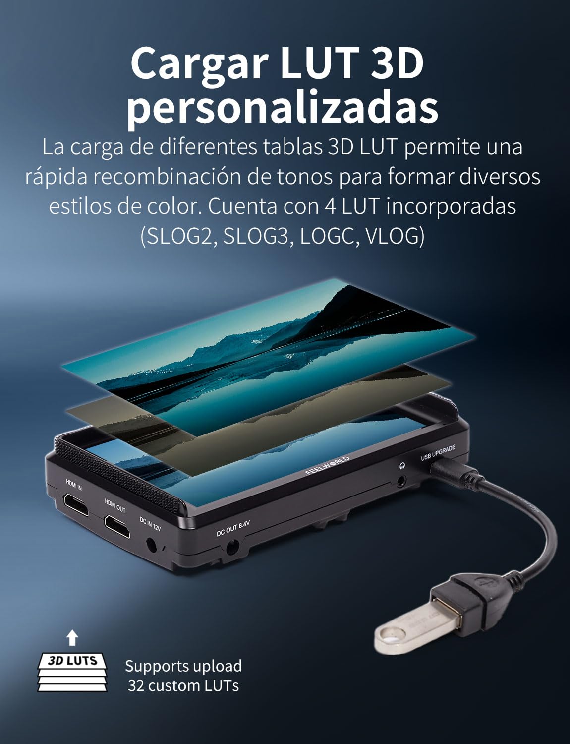 FEELWORLD S55E Monitor para cámara DSLR de 5,5 Pulgadas 3DLUT Full HD 1920x1152 IPS Forma de Onda con HDMI 4K60Hz Entrada/Salida de 8,4 V CC con Parasol batería de 2200 mAh y Funda de Transporte