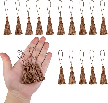 45 Pcs 4 Inch Mini Bookmark Tassels with Loops, Coffee | Mini Tassels for Bookmarks, Keychains, Earrings, Jewelry Making and DIY Craft