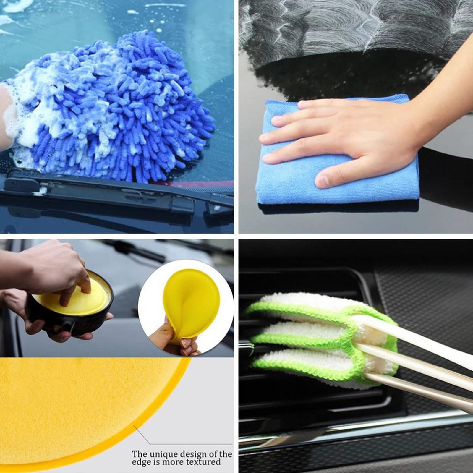20-teiliges Auto-Detailing-Pinsel-Set für die Reinigung von Leder im Innen- und Außenbereich, inklusive Bohrer-Detail-Pinsel, Wachspads