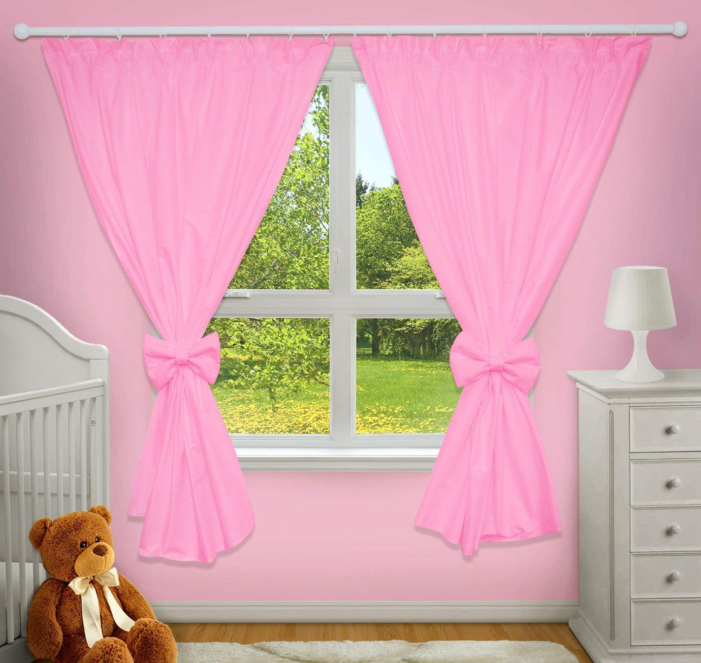 TheLittles24 Luxury Decorative Curtains for Baby Room Matching with Our Nursery Bedding Sets (Pink)
