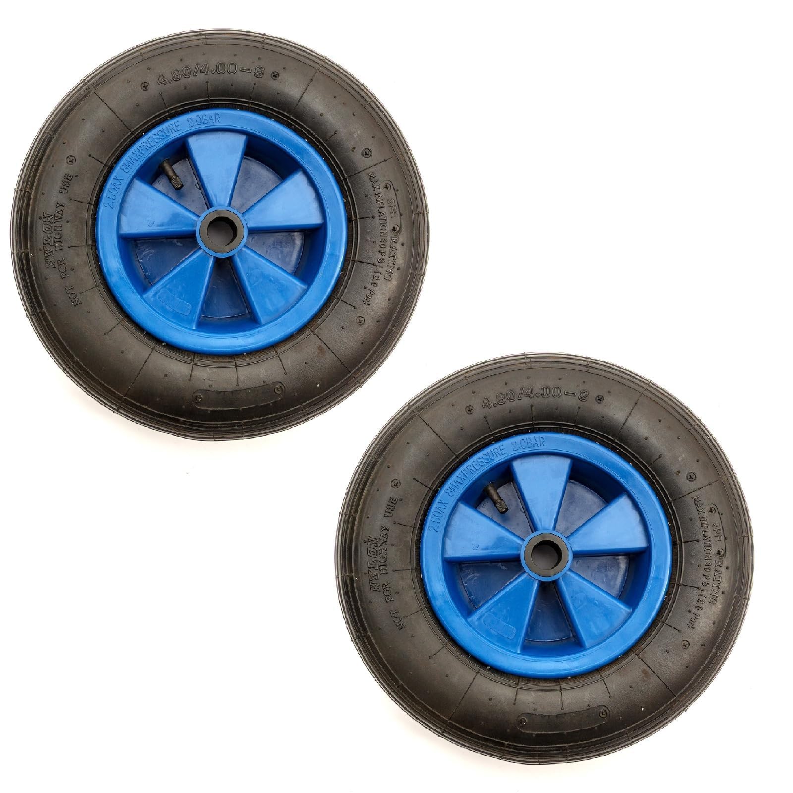 2 PACK 15 Inch 400x8 Boat Wheels Tyre Pneumatic Dinghy Launch Trolley 1" / 25.4mm Bore 66mm Bush Hub 2 PLY Trailers Maximum Load 120 kg