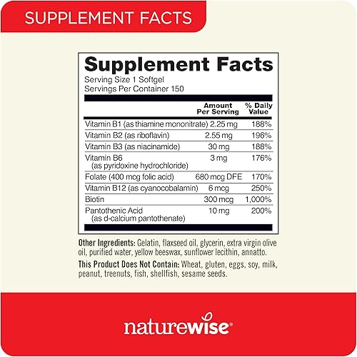 Miniatura 7 de NatureWise 1000 mg Omega 3 600 mg EPA 400 mg DHA con vitamina E 180ct y complejo de vitamina B para mujeres y hombres 150 cápsulas blandas
