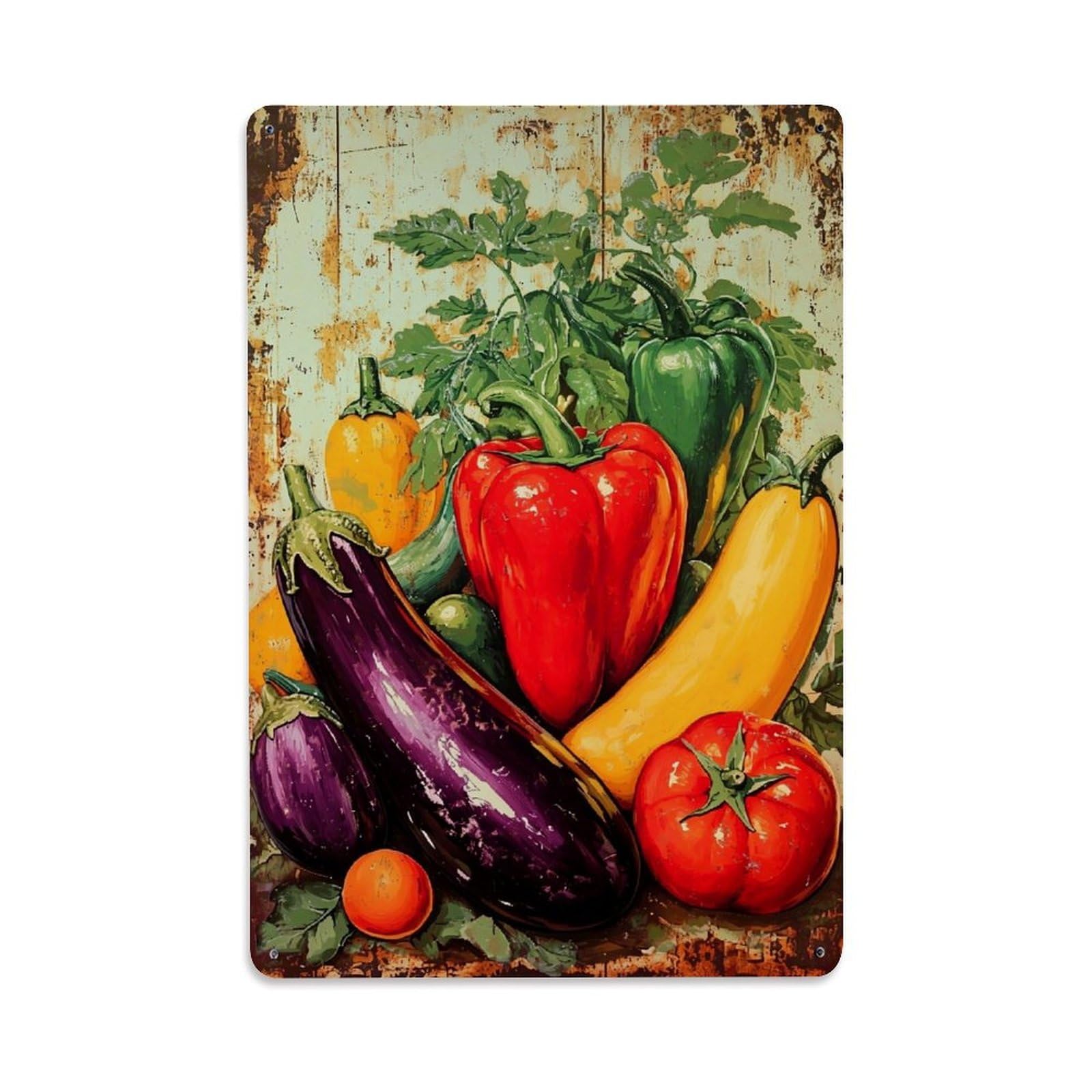 Jdfenggu Vintage Fresh Vegetables Still Life Art Retro Metal Tin Sign, Decor Art Poster For Bar, Home, Man Cave, Kitchen, Laundry Room Gift 8X12inch