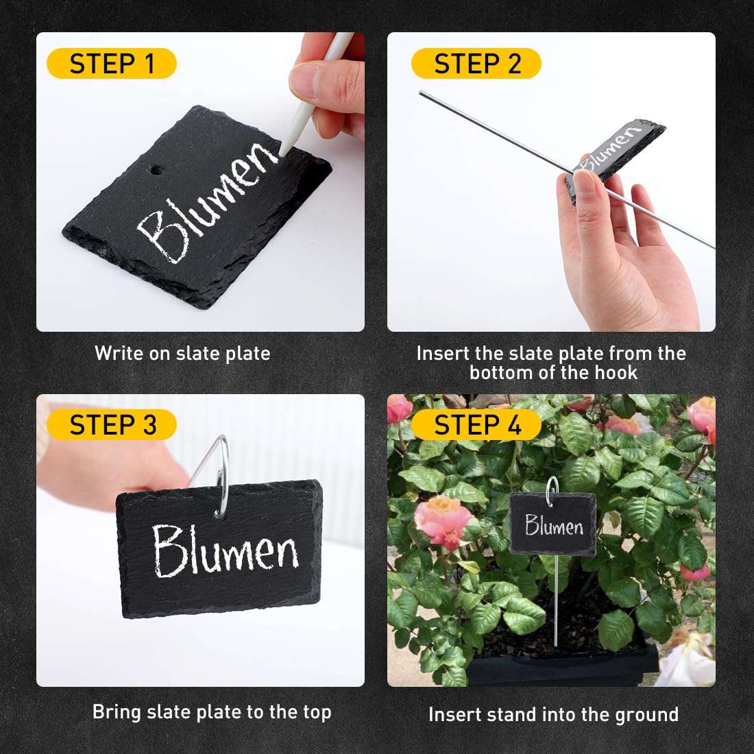 10 Stück Schiefer Pflanzschilder Mit Stift - Wetterfeste Kräuterschilder 20x3cm