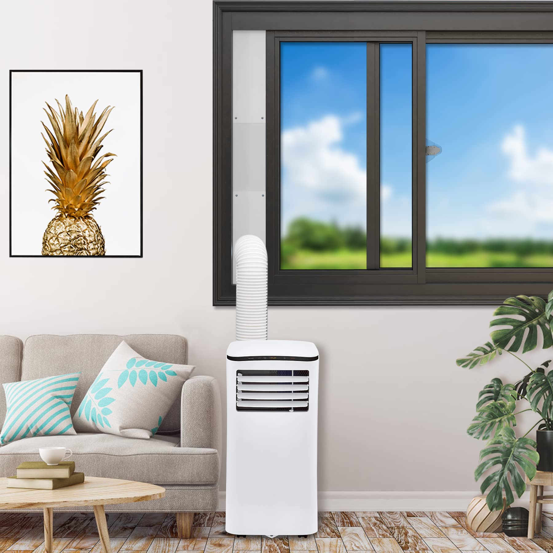 GCGOODS Tragbares Fensterdichtungsplatten-Set für Abluftschlauch, 12,7 cm Durchmesser, 3 verstellbare bewegliche Wechselstrom-Fenster mit Kunststoffschutz