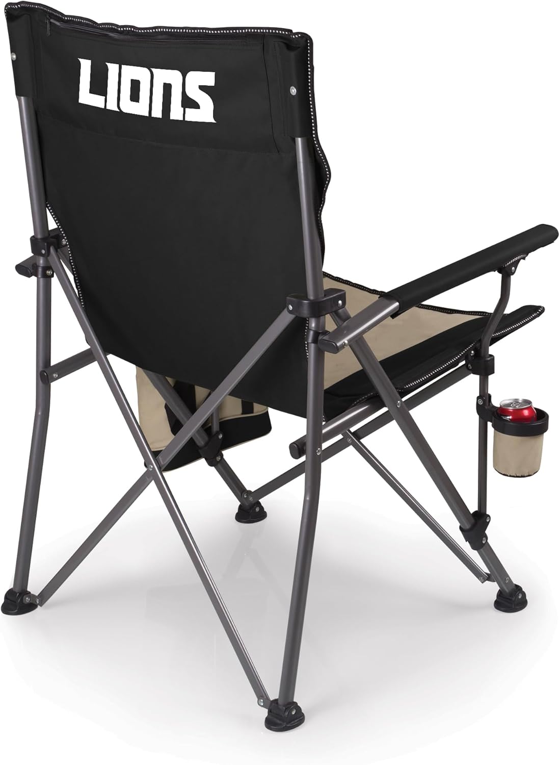 Picnic TIME NFL Detroit Lions Big Bear XXL Camp Chair with Cooler, Heavy Duty Beach Chair, 500 lb Capacity Camping Chair with Carry Bag, (Black)