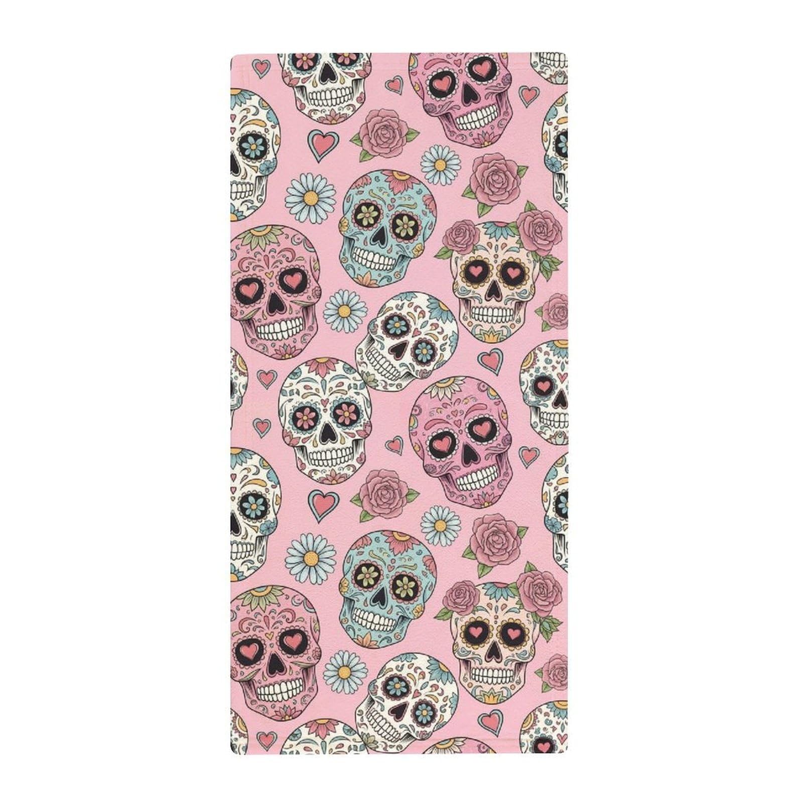 Anceky Multi-Purpose Fitness Towels, Purple Sugar Skull Quick-Dry Absorbent Gym & Yoga Towels for Sports, Travel & Spa
