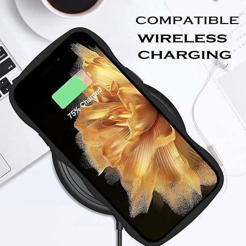 Miniatura 7 de YINLAI Funda diseñada para iPhone 14 Pro Max, bonita forma de marco ondulado rizado, delgada, suave, TPU a prueba de golpes, funda protectora para