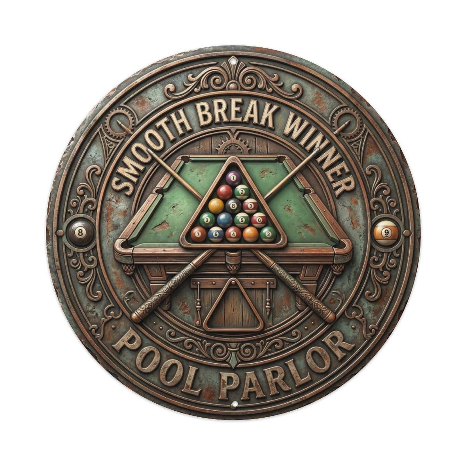 Cwbufd Vintage Style Smooth Break Winner Pool Parlor Vintage Metal Tin Sign Plaque Wall Decor For Cafe, Club Bar, Office, Garden Metal Poster 8X8inch