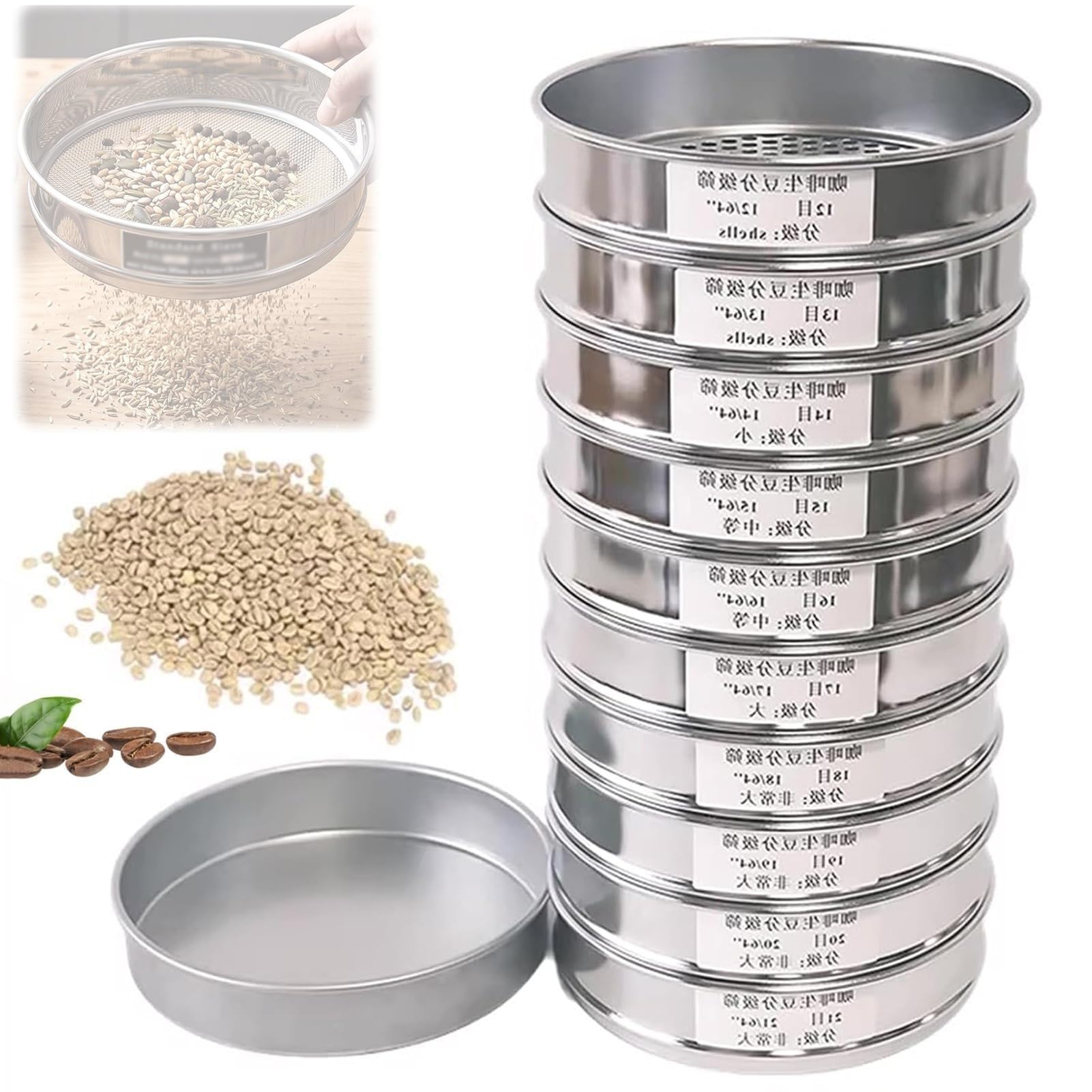 Kit Setacci Classificazione Caffè, Setaccio Rotondo Alta Precisione