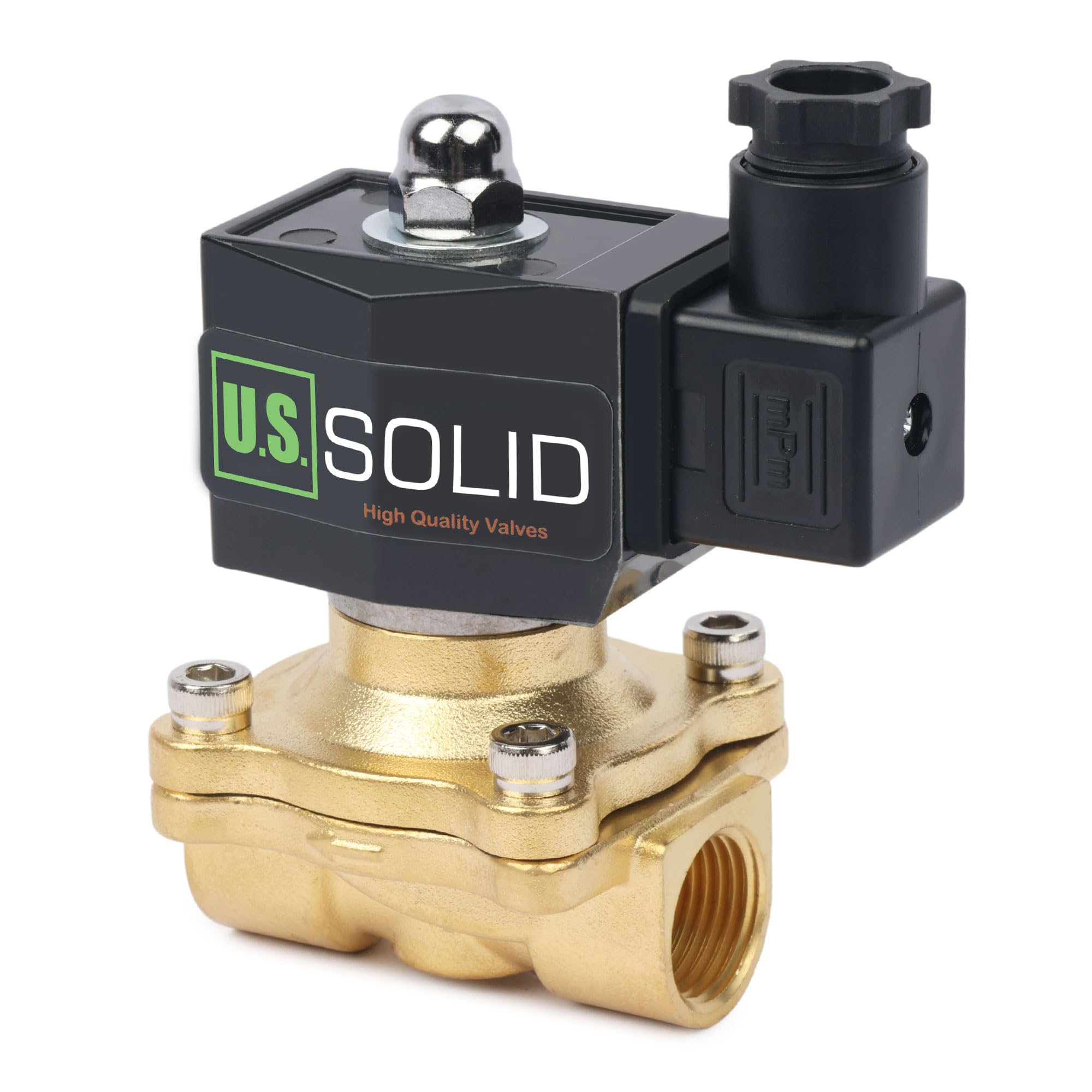 U.S. Solid Électrovanne électrique laiton 1/2" 12 V DC, normalement fermée VITON air, eau, huile, carburant, filetage G
