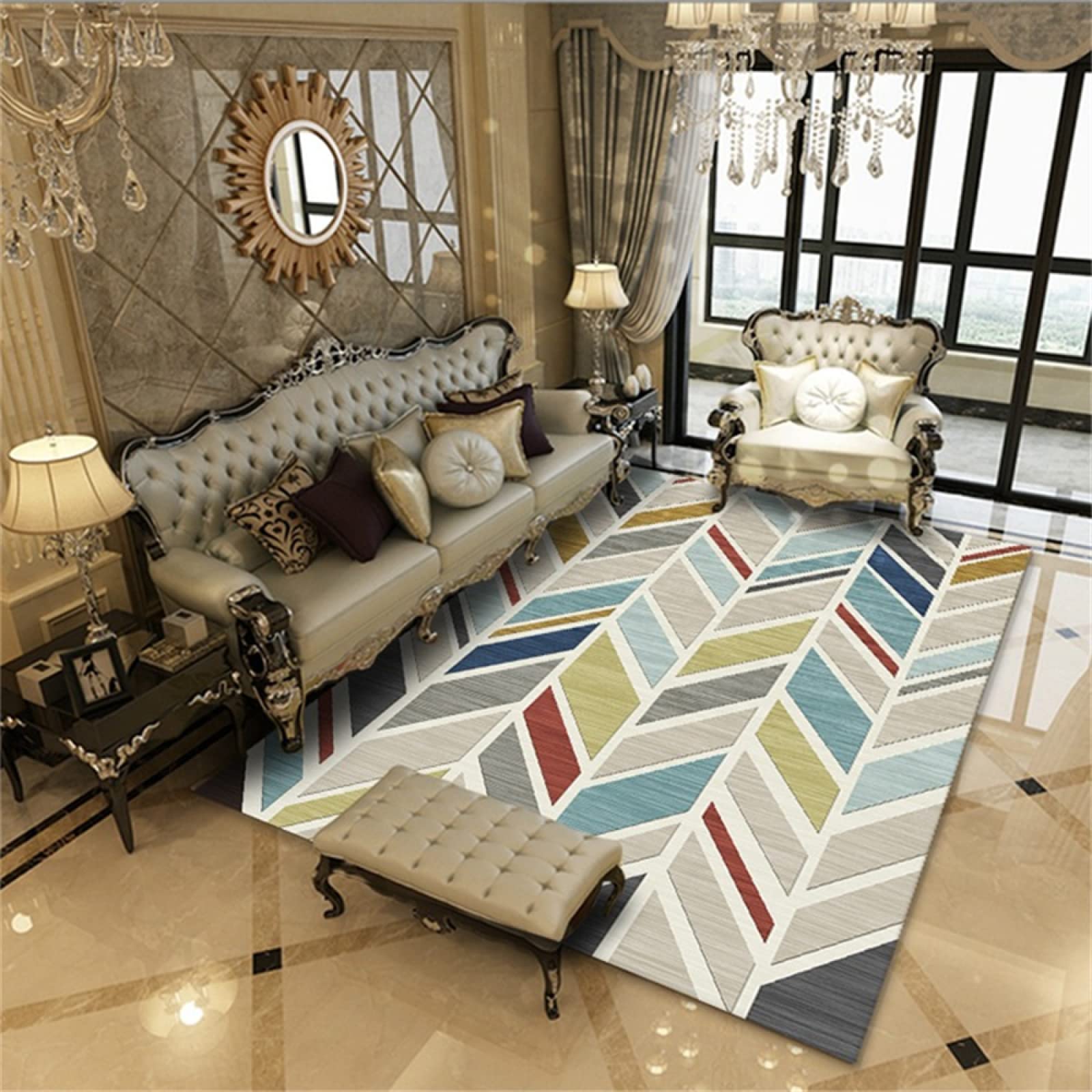 Tapis moderne gris 180x250cm pour salon minimaliste