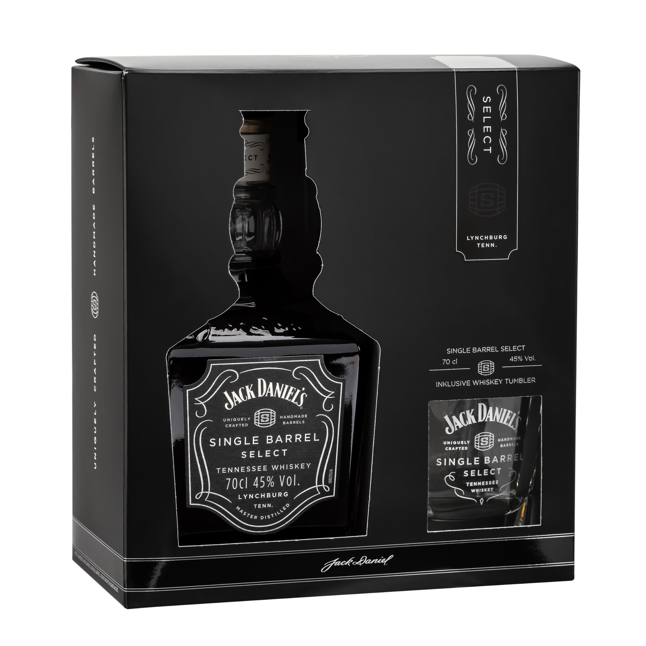 Jack Daniel‘s Single Barrel Select - Tennessee Whiskey - Hochwertiges Geschenkset - Süße Vanille, schwere Eiche und dunkle Kirschen - 0.7L/ 45% Vol.