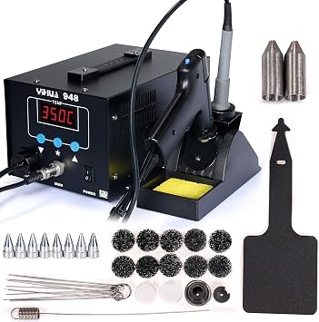 YIHUA 948 Professional Desoldering Station Upgraded bundle with the #948N Desoldering Nozzle Set with Iron Holder, Soldering Iron, and Accessories 31 Items
