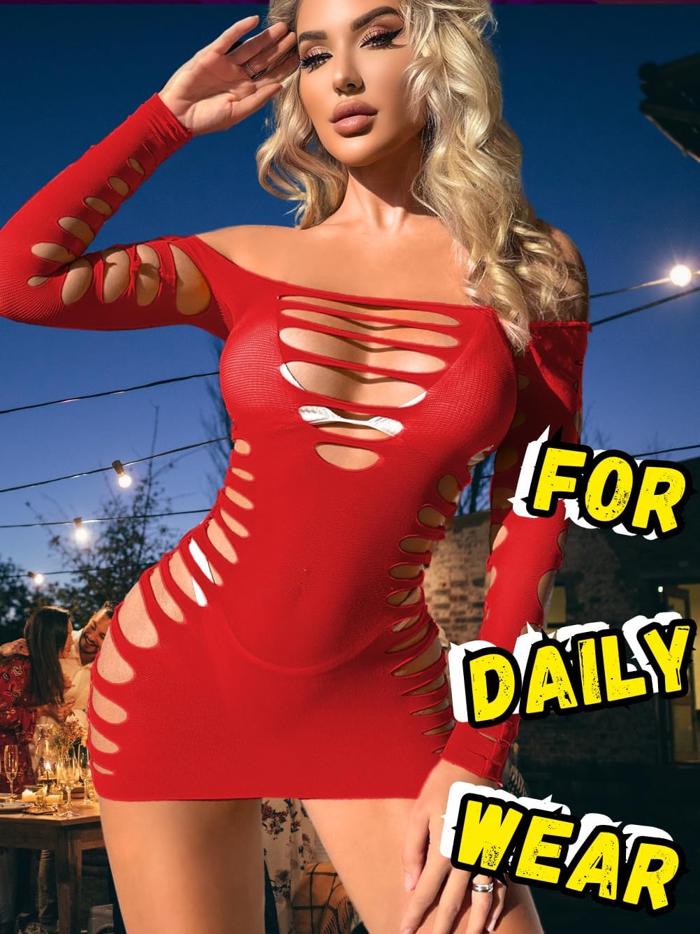 Kaei&Shi Sexy Club Outfits for Women,Mesh Cutout Mini Dress,Off Shoulder Birthday Bodycon Dresses - Image 4