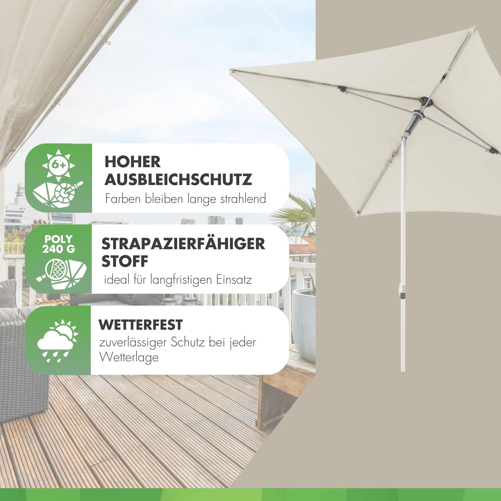 Doppler Sonnenschirm AluPro Neo Push Up 200x250cm in verschiedenen Farben
