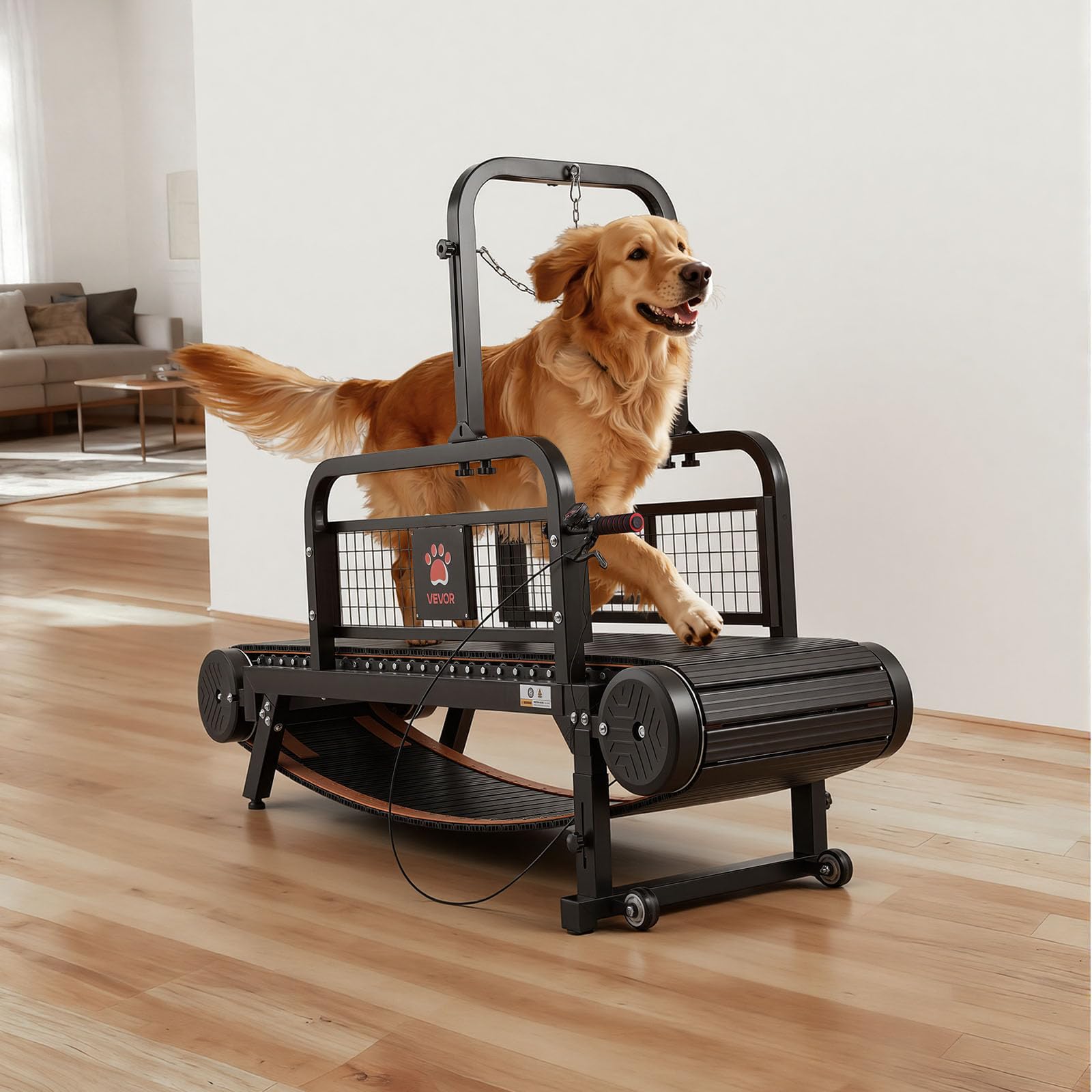 VEVOR Cinta de Correr para Perros Pequeños Medianos sin Motor 175 x 51 x 136 cm, Soporte 199,58 kg, Máquina de Ejercicio Interior Perros con Rampa Ajustable y Ruedas, Altura de Inclinación de 11 cm
