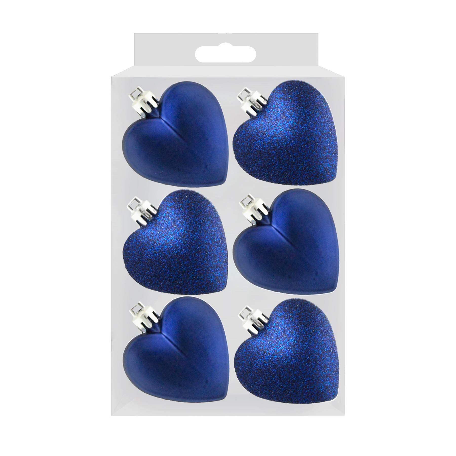 Widdle Wonderland 6 Pack 50mm Glitter/Plain Hearts - Midnight Blue