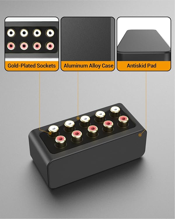 Cubilux AS-R1 4 Way RCA Audio Splitter Box, 4-Channel Stereo RCA Splitter, Passive Audio Splitter-Made with Aluminum Alloy (1 in 4 Out) by Cubilux - Used condition - Image 5