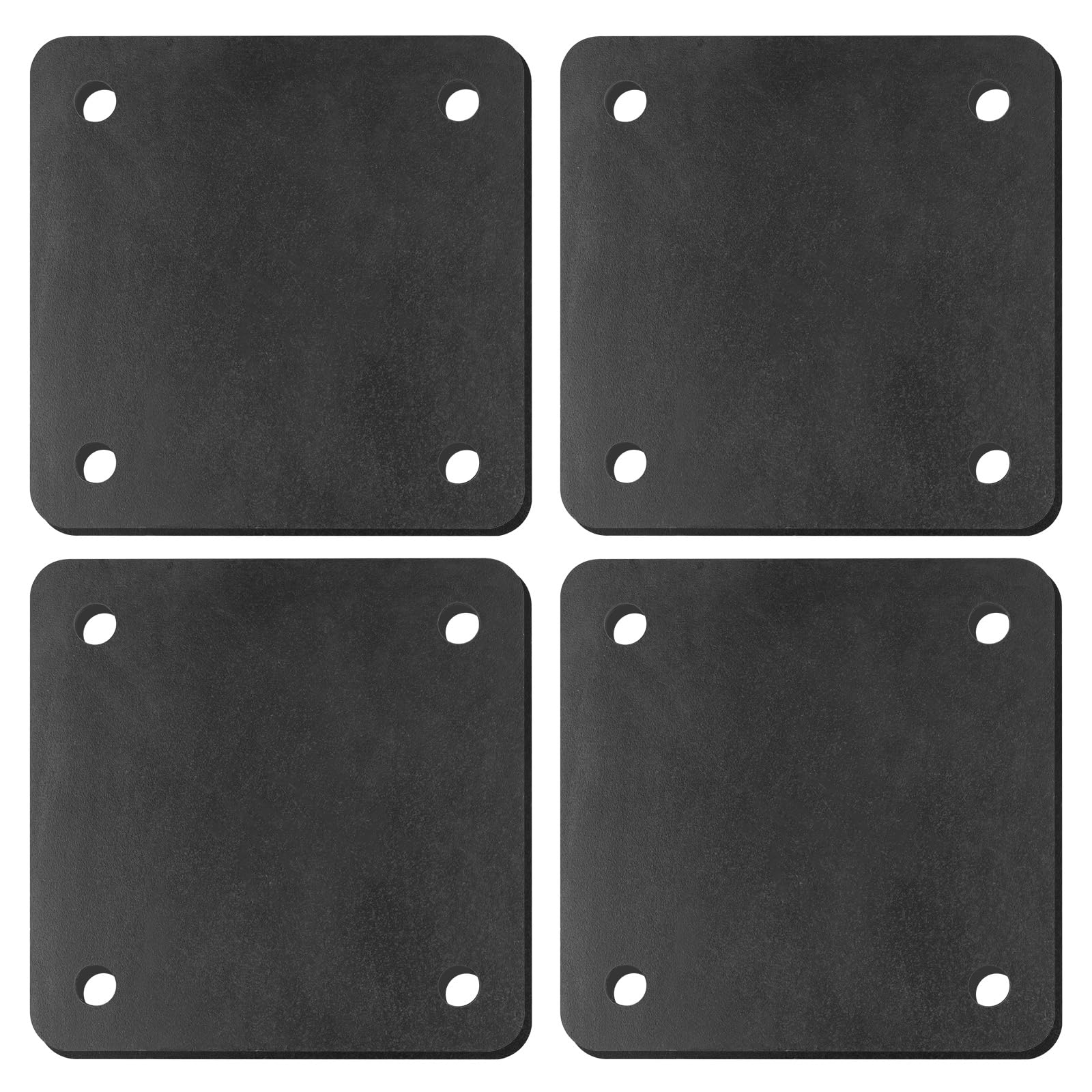 Rocaris 4 placas de acero A36 laminadas en caliente de 6 x 6 x 1/4 pulgadas, placa base de acero con 4 agujeros, placa cuadrada de metal para tablas de construcción, soporte de estructura, cuadrado