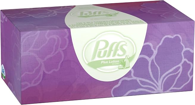 Puffs Plus Lotion Facial Tissues; 6 Family Boxes; 124 Tissues per Box