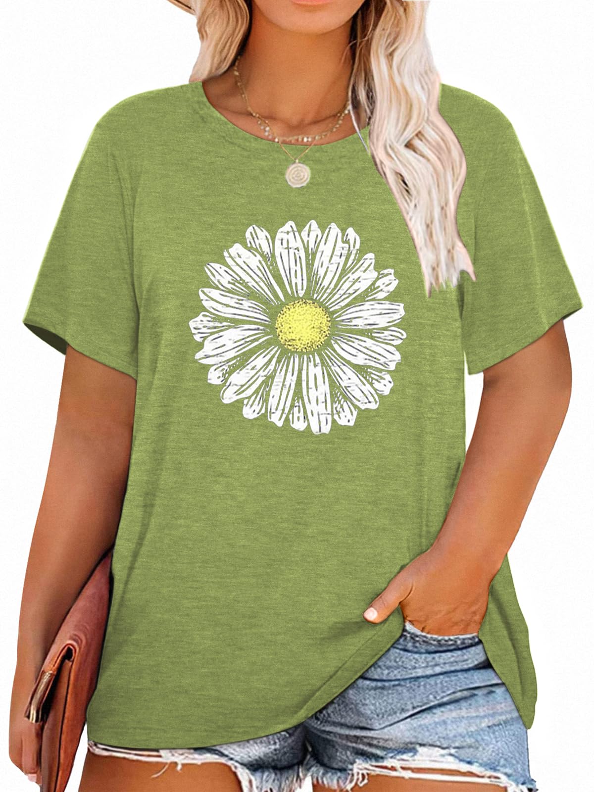 HDLTE Women Plus Size T Shirts Short Sleeve Casual Graphic Tee Tops