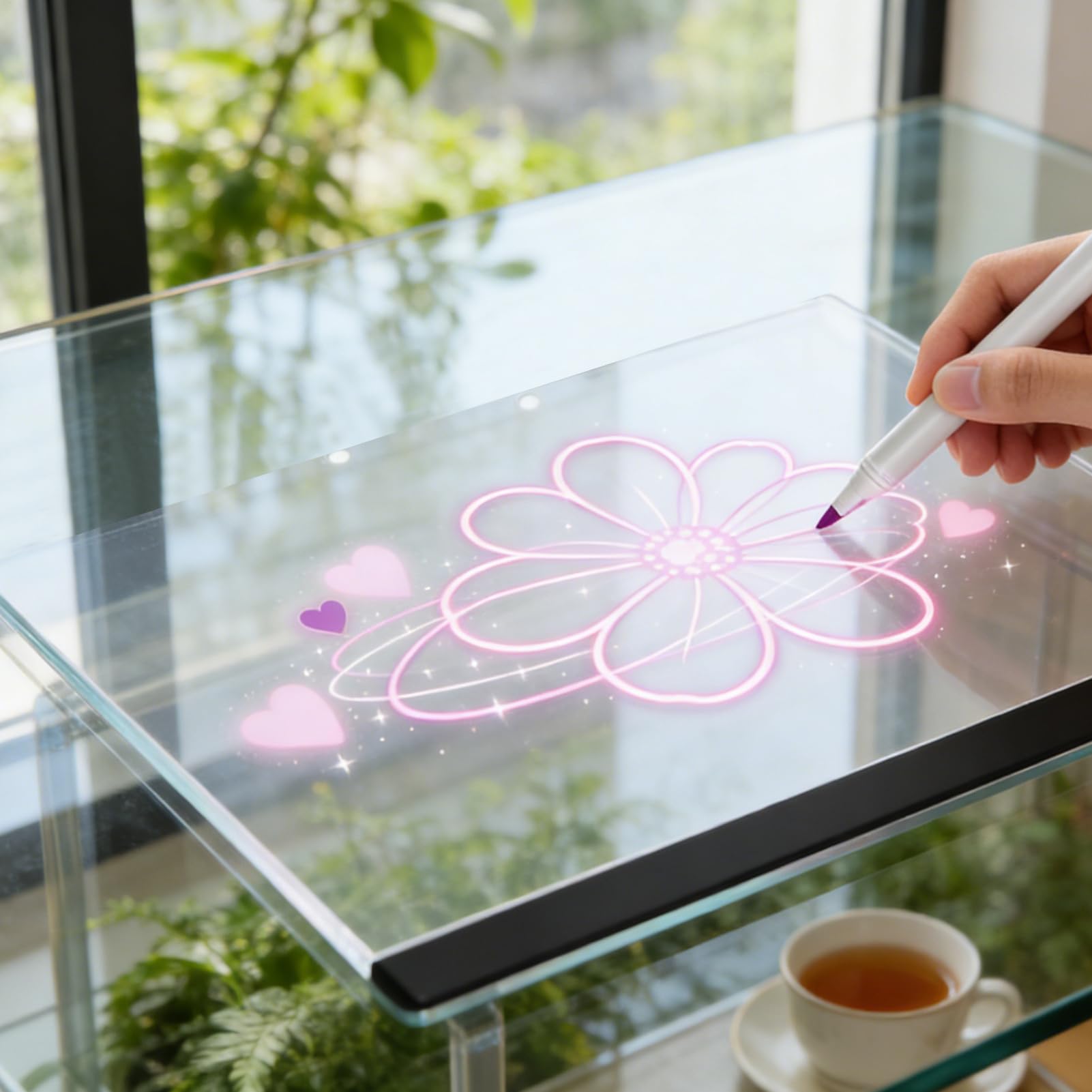 Pizarra Luminosa para Notas con Colores Tablero Portátil Con Lápiz De 12